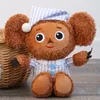 2023 Cheburashka Plush Toy Big Eyes Monkey met kleding Doll Rusland Anime Baby Kid Kwaii Slaap Slapen Doll speelgoed voor kinderen