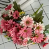 Fleurs décoratives un Bouquet 9 branche 21 têtes marguerite en soie mignonne fleur artificielle bricolage mariage maison chambre Table décoration