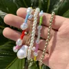Bracelet à breloques en perles irrégulières brin ensemble de 5 brins mélange de perles de rocaille chaîne en or tissé multipack perlé bracelets empilables pour les femmes