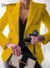 Damskie garnitury Blazery Jitimuceng Elegancki marynarka blazer wiosenna biuro moda moda z długim rękawem podwójne piersi garnitur