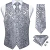 Men's Vests Mens Waistcoat Formal Business Dress Vest Neck Tie Set Casual Slim Fit For Men Silk Suit Gilet DiBanGu