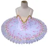 Stage Wear Ballet Dress White Swan Lake Tutu Skirts Children's Dance Costumes For Girls Performance Floral Bordidered Crystal