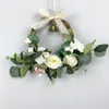 Decorative Flowers Rattan Artificial Flower Wreath For Door Hanging Fake Rose Plant Wedding Pendant Garland Wall Decoration 20Cm