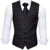 Herrenwesten 5 Farben Plaid-Stil Anzug Weste für Männer Krawatte Set Slim Fit V-Ausschnitt Kragenlose männliche Weste Gilet Casual Business Barry.Wang