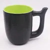 15 Ounce Double Color Ceramic Pipe Mug Coffee Cup Water Pipes Black Bong Cup For Tobacco Smoking