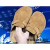 Designer Birkinstock tofflor Lazy People's Shoes Boken Classic Light Brown Frosted Suede Leather Wrap Head Soft Wood Flat Bottom Boken Wrap Head Half Slippers