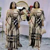 Robes de taille plus hl plus robes africaines de taille pour femmes motif de contrôle musulman carré cou boubou robe vêtements maxi traditionnels robe longue nigériane 230220