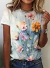 Dames t shirts mode dames t-shirt rozen bloempatroon print top zomer dames korte mouw casual 3d bloemen bedrukt 2023