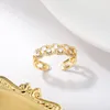 Cluster Rings Luxury Geometric Double Line Rhinestone Adjustable Ring For Women Trendy Charm Wedding Engagement Wave Shape Retro BijouxClust