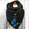 Bandanas Colorful Butterfly Print Scarf Women Vintage Winter Warm Button Up Scarves Shawls Comfortable Foulard Femme