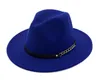 Moda Top Hats for Men Mulheres Elegantes Moda Solid Solic Felta Fedora Band Bandeira plana Brim Hats de jazz elegante Caps de Panamá Trilby
