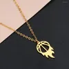 Pendant Necklaces Small Moving Basketball Necklace With Fire Stainless Steel Football Volleyball Shape Athletic Sports For Women Jewelry