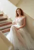 Boho A-Line Wedding Dress 2023 Vestido de Noiva Scoop Backless Butterfly Lace Beach Women Brudkl￤nning Vestidos Robe de Mariage