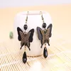 Dangle Earrings Vintage Grunge Butterfly For Woman Red Black Beads Pendant Aesthetics Gothic Halloween Jewelry Korean Fashion