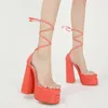 Сандалии Uvrcos Summer High Heel Shoes Sexy Platform Women Женщины с перекрестным гладиатором Super Clear Pvc Dress