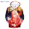 Felpe con cappuccio da uomo Il più popolare DARLING in FRANXX Felpa con cappuccio 3D alla moda anime zero due felpa con cappuccio carino ragazzo ragazza vestiti pullover unisex 022023H