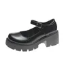 드레스 신발 플랫폼 발 뒤꿈치 Mary Jane Simple Lolita Black Student College Sweet Medium Heel Womens Single 230220