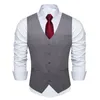 Men's Vests Grey Solid Rayon Polyester Suit Vest For Men Formal Wedding Business Blazer Waistcoat Clothing Wholesale DiBanGu