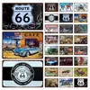 Route 66 금속 주석 사인 American Route 66 Bar Restaurant Garage Home 실내 야외 금속 벽 예술 장식 플레이트 20x30cm woo