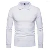 Chemises habillées pour hommes Chemise à enfiler à la mode Stretchy Skin-friendly Men Top Buttons Neck Turn-Down Collar