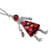 Naszyjniki wiszące mody biżuterii kryształowy oświadczenie kwiatowe lalki naszyjnik ręcznie robiony francuska stopowa dziewczyna prezent dla kobiet