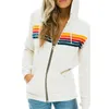 هوديس المرأة من النوع الثقيل Donsignet Women Hoodies Coats عرضة قوس قزح مقنعين الأزياء zipup مخطط كارديجان الرجال 230220