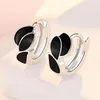 Hoop oorbellen Chique zwarte email Bladeren Clip op stud voor vrouwen 18k witgoud zilveren kleur sieraden brincos trendy accessoires
