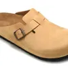 Designer BirkinStock Shoppers Shoppers Boken Baotou Sapatos femininos Homens usam o semi-reboque de Boston Leather Cork 7i90