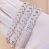 Maßgeschneiderte Halskette aus massivem Silber, 10 mm breit, Schmuck, S925-Pass-Diamant-Tester, kubanische Moissanit-Kette