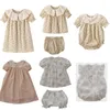 Fille robes enfants 2023 été Lou marque filles mignon dentelle fleur imprimer à manches courtes robe de princesse bébé enfant vêtements de mode