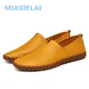 Chaussures habillées MIXIDELAI véritable cuir de vache hommes mocassins mode mocassins faits à la main doux bleu sans lacet bateau chaussure grande taille 3848 230220