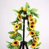 Decorative Flowers Artificial Yellow Sunflower Garland Flower Vine Wedding Floral Arch Decor Silk Wall Hanging Roses String 2.5m Long