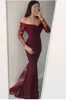 Sexy Black Mermaid Prom Dresses Long Sleeves Off Shoulder Lace Applique Sweetheart Formal Party Gowns Women Evening special Occasion Dress