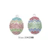 10PCS/Lot Crystal Easter Egg Shape Charms Pendant For Necklace Luxury Rhinestone Holiday Charm