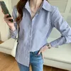 Women's Blouses Blue Striped Shirt Women Long Sleeve Button Office Blouse Woman Clothes 2023 Autumn Womens Tops Korean Style Chemisier Femme