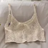 Women's Tanks 2023 Crochet Flower Handmade Hollow Inner Women Summer Cropped Tops Vintage Cool Girl Short Tee Holiday Cloths For