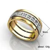 Wedding Rings NE'W Two Tone Bands For Women Plaveed Cubic Zirconia Eenvoudige stijlvolle vrouwelijke vinger Fashion sieraden 2023