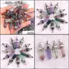 Charms BK Natural Stone Hexagonal Column Fluorite Quartz Crystal Pendant f￶r halsbandsmycken som g￶r FFSHOP2001 Drop Leverans Findin DHFTB