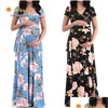 Maternity Dresses 2020 Summer New Plus Size Clothes For Pregnant Women Short Sleeve V Neck Pregnancy Floral Print1 Drop Delivery Bab Dhoap