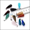 Pendant Necklaces Natural Stone Long Drop Necklace Opal Tigers Eye Pink Quartz Crystal Chakra Reiki Healing Pendum For Women Deliver Dh7Ms