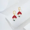 Hoop Earrings & Huggie Mushroom Hoops Dangle For Women Girls Fashion Ins Cute Simple Gold Enamel Student Jewelry Gift