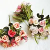 Dekoratif çiçekler Avrupa vintage yapay ipek kumaş gül 10 kafa 3 küçük tomurcuk buket düğün ev retro sahte çiçek partisi diy dekor