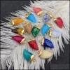 Charms 10x20mm Gold Edge Natural Crystal Facettered Stone Pepper Shape Rose Quartz Turquoise Pendants Trendy For Smyckes Jiaminstore Dr Dhpij