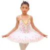 Stage Wear Ballet Dress White Swan Lake Tutu Skirts Children's Dance Costumes For Girls Performance Floral Bordidered Crystal