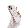 6D Magnetic Wireless Charging Cases For Iphone 14 Pro Max 13 12 11 X XR XS 8 7 Plus Soft TPU Luxury Bling Love Heart Chromed Fine Hole Metallic Plating Phone Back Covers