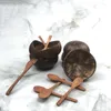 Tigelas tigelas puras naturais de coco de madeira colher de cozinha de cozinha