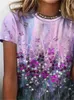 Dames t shirts mode dames t-shirt rozen bloempatroon print top zomer dames korte mouw casual 3d bloemen bedrukt 2023