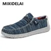 Kleding schoenen merk mannen casual mode denim canvas ademende platte vlakke buiten groot formaat licht s loafers 230220