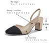 Dress Shoes Big Size 45 Women Slingbacks High Heels Natural Genuine Leather Thick Heel Cow Mixed Colors Pumps Ladies 230220