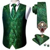 Kamizelki męskie 5pcs projektant męski kamizelka ślubna kamizelka zielona Paisley Jacquard Folral Silk Kilatcoat krawat broote